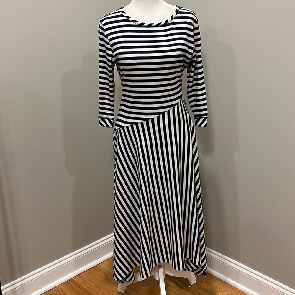 Soft Surroundings Blue White Striped Dress